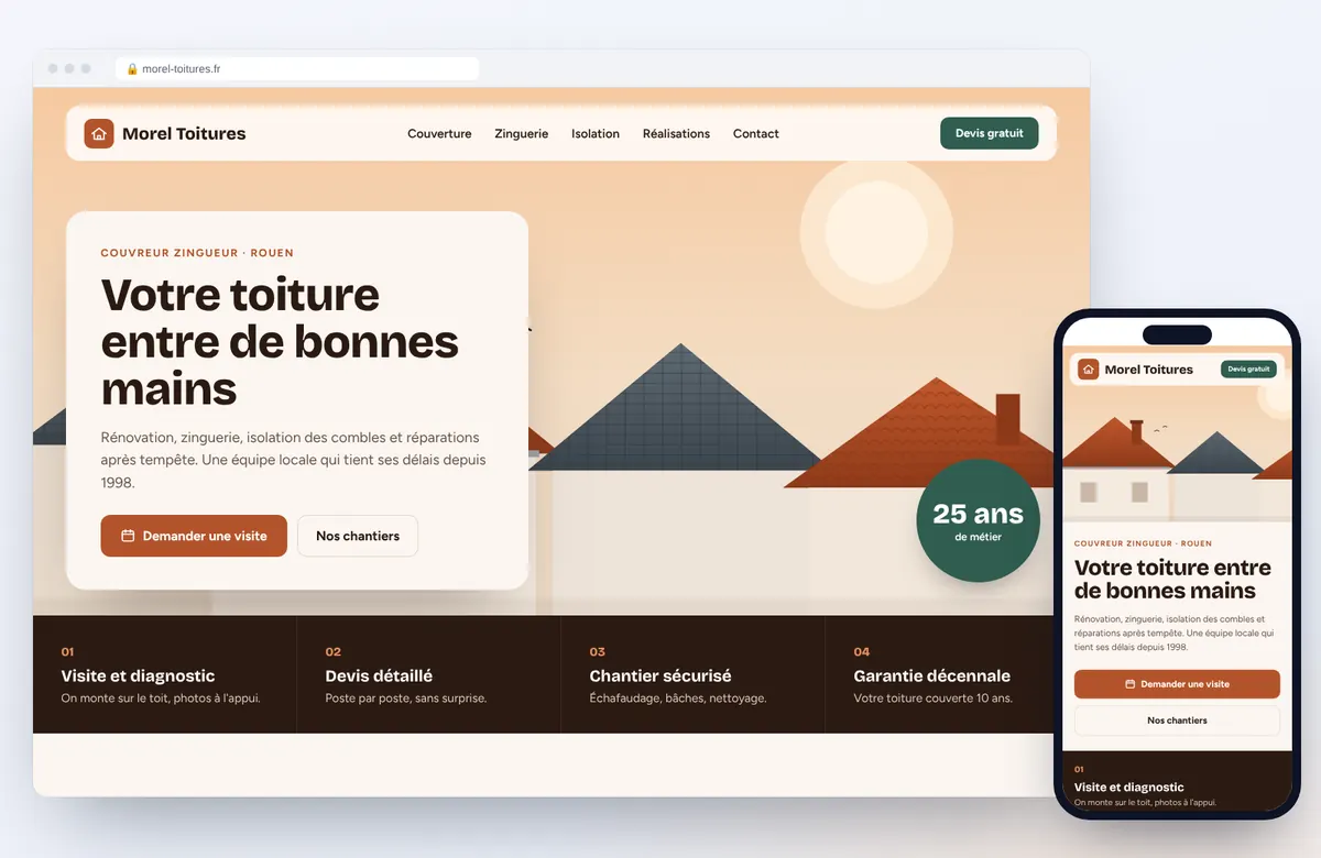 Exemple de site internet pour artisan du bâtiment