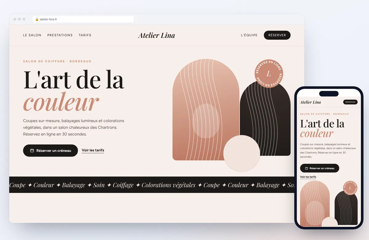Exemple de site internet pour coiffeur