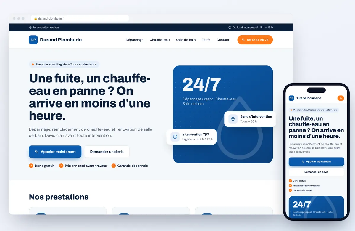 Exemple de site internet pour plombier