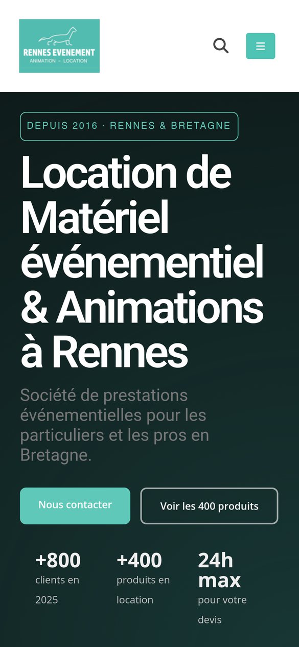 Page d'accueil du site Rennes Événement sur mobile