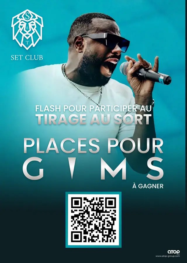 Affiche d'une soirée du Set Famous Club avec le QR code pour participer au tirage au sort